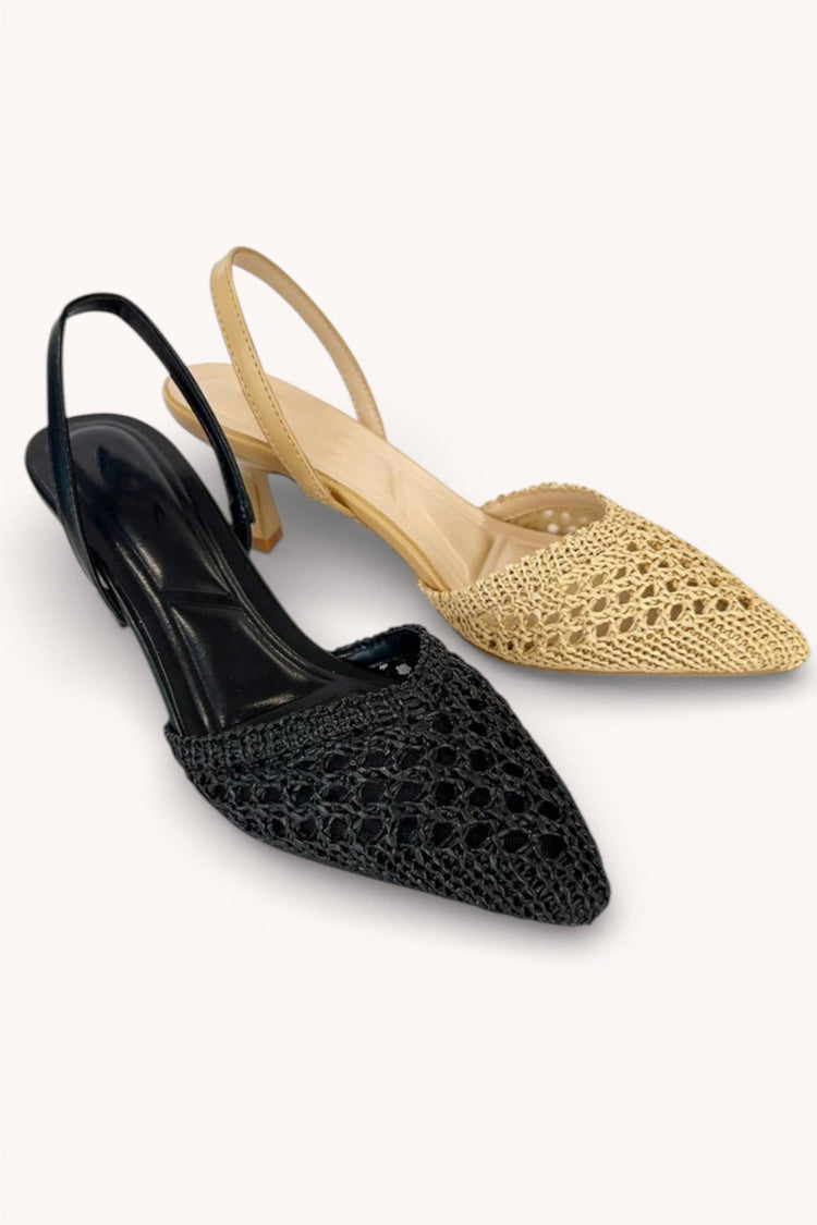 KNITTED-35 BREATHABLE WOVEN UPPER POINTED-TOE SLINGBACK KITT