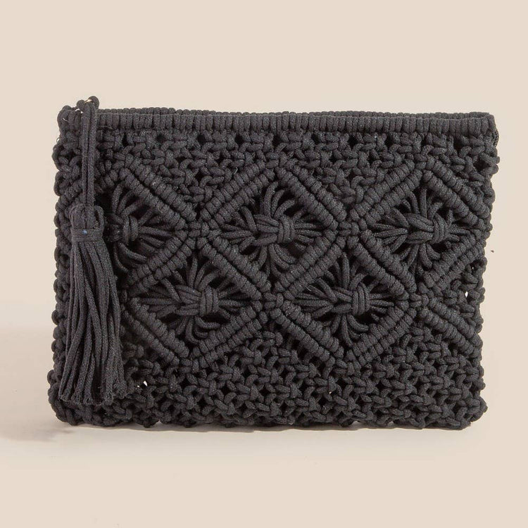 Crochet Clutch Tassel Bag
