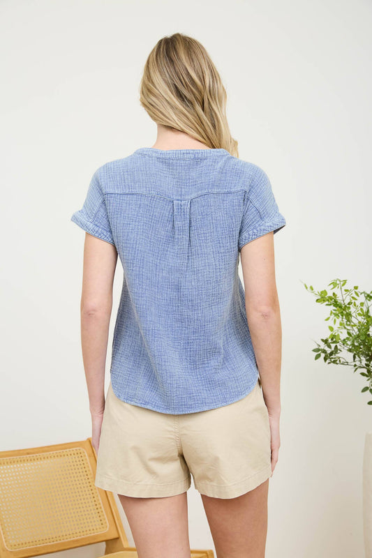 Chambray Gauze Henley