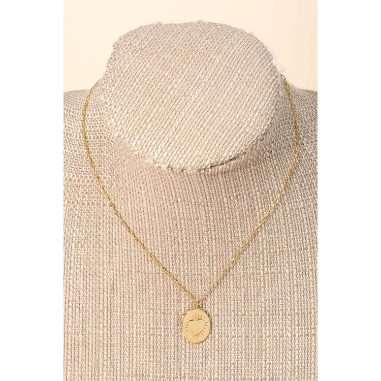 Oval Heart Coin Pendant Necklace