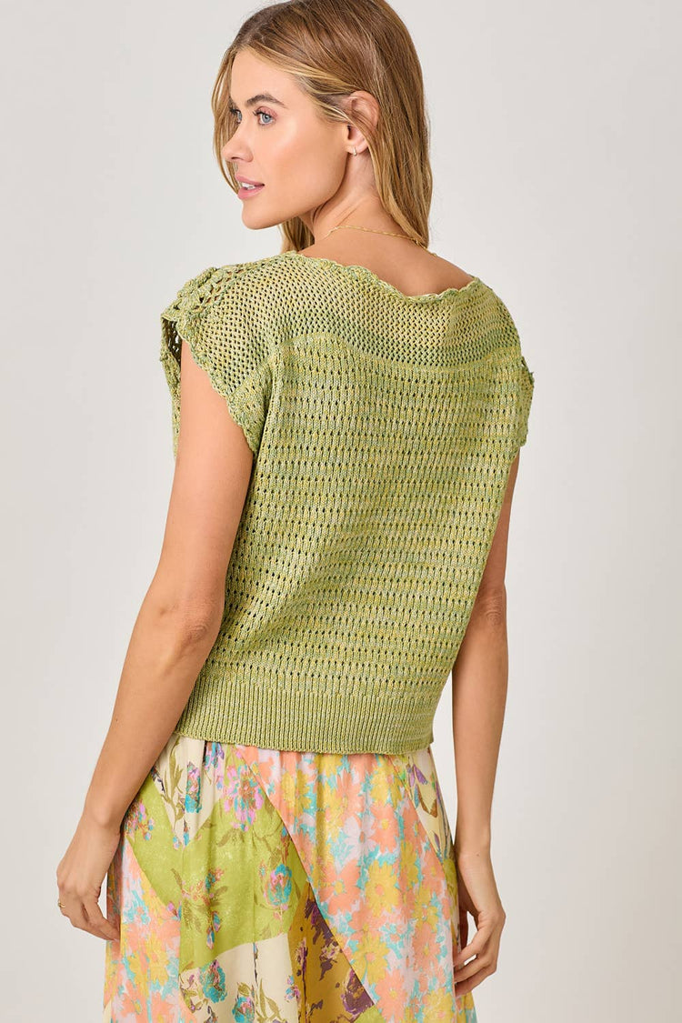 Floral Yoke Crochet Sweater