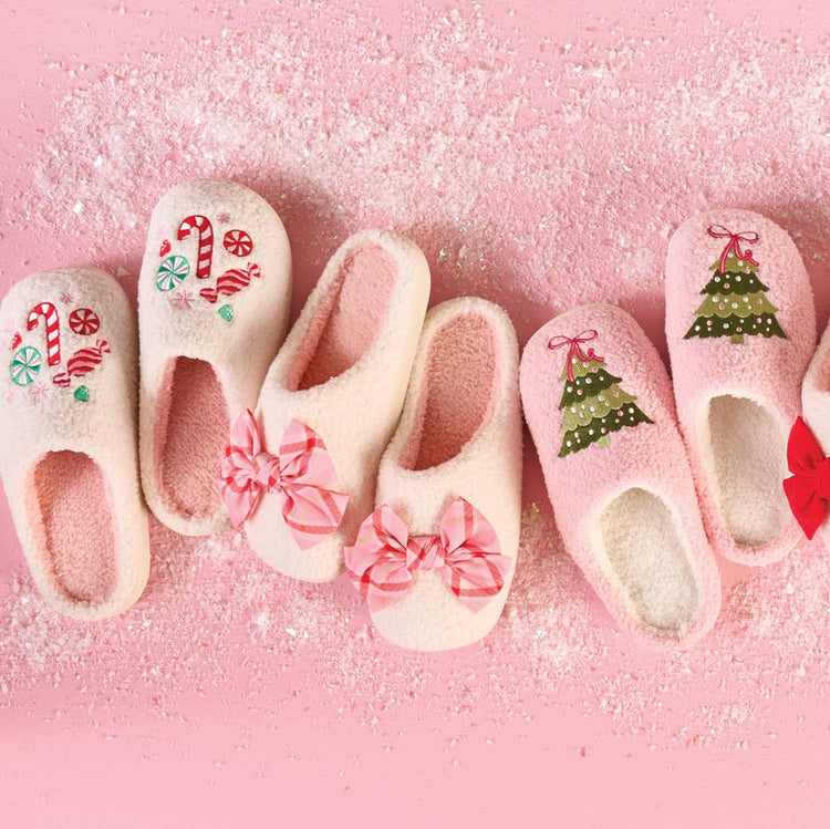 Fuzzy Slippers - Festive Plaid