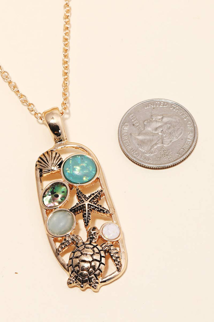 Opal Starfish Sea Life Pendant Necklace