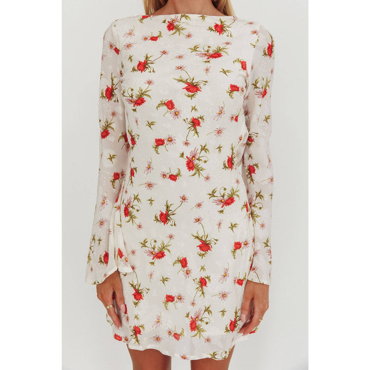 LONG SLEEVE FLORAL MINI DRESS