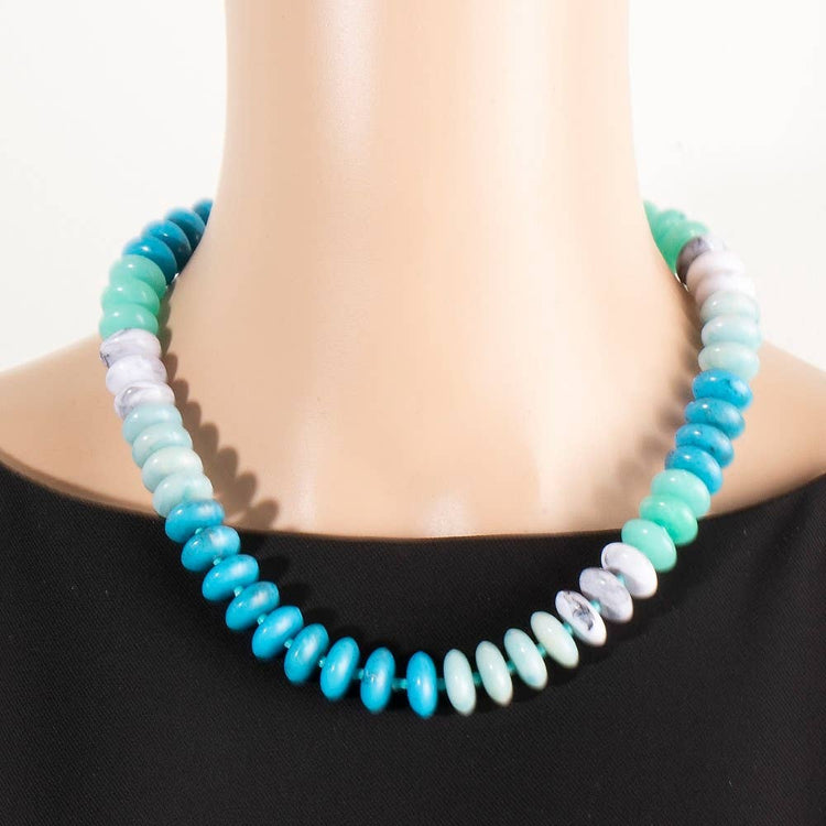 Marble Resin Disc Beaded Necklace