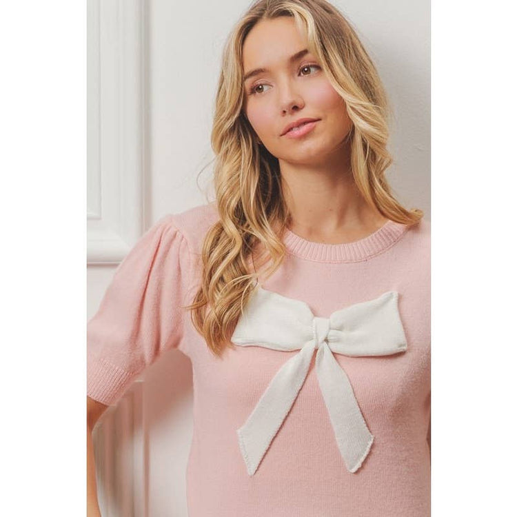 Puff Sleeve Bow Sweater