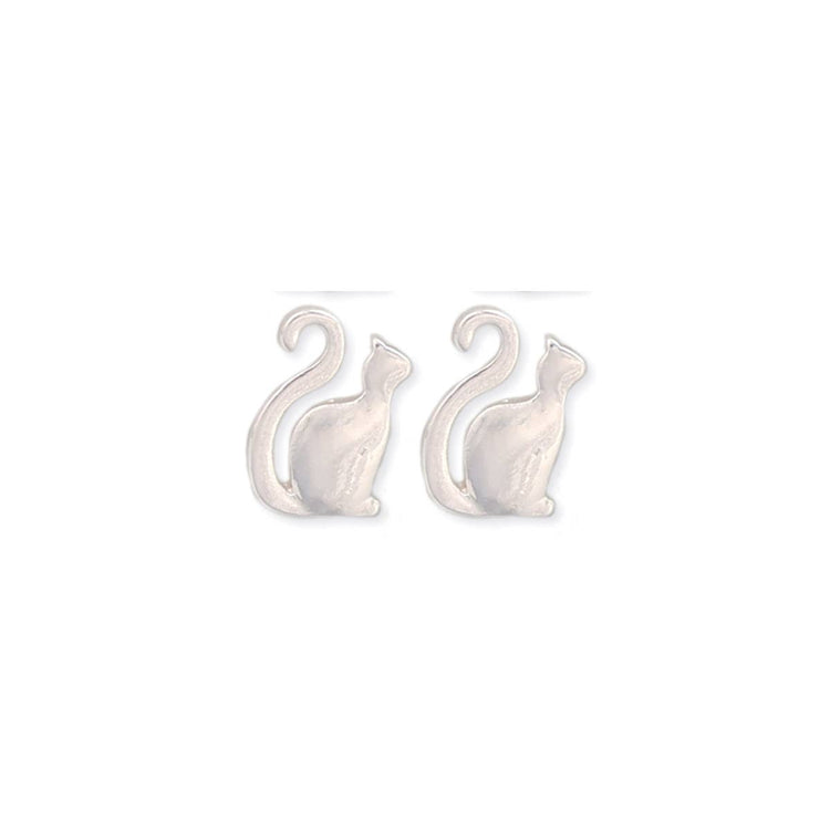 Chat Noir Fine Art Silver Cat Post Earrings