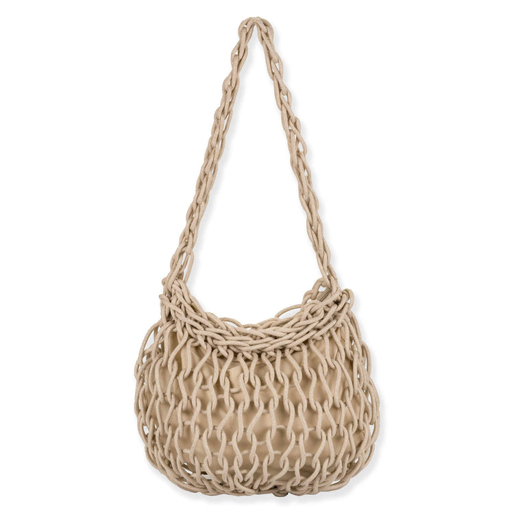 Beige, Poly Cotton Scoop Tote