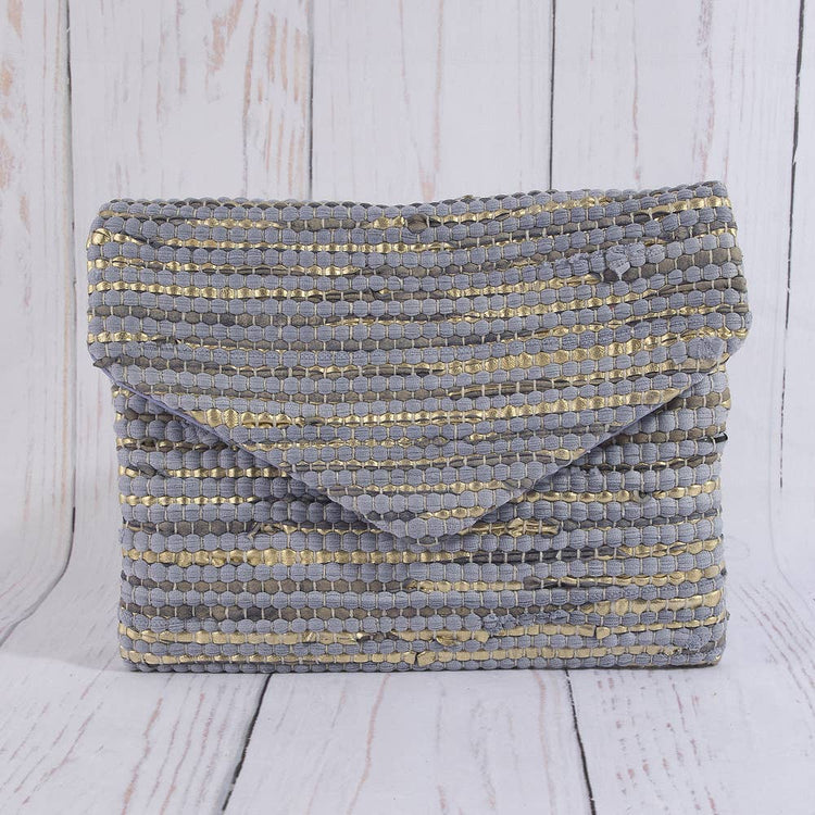 Woven Metallic Thread Envelope Clutch Bag