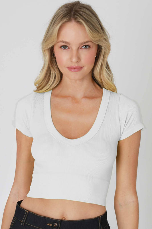 V Neck Crop Tee