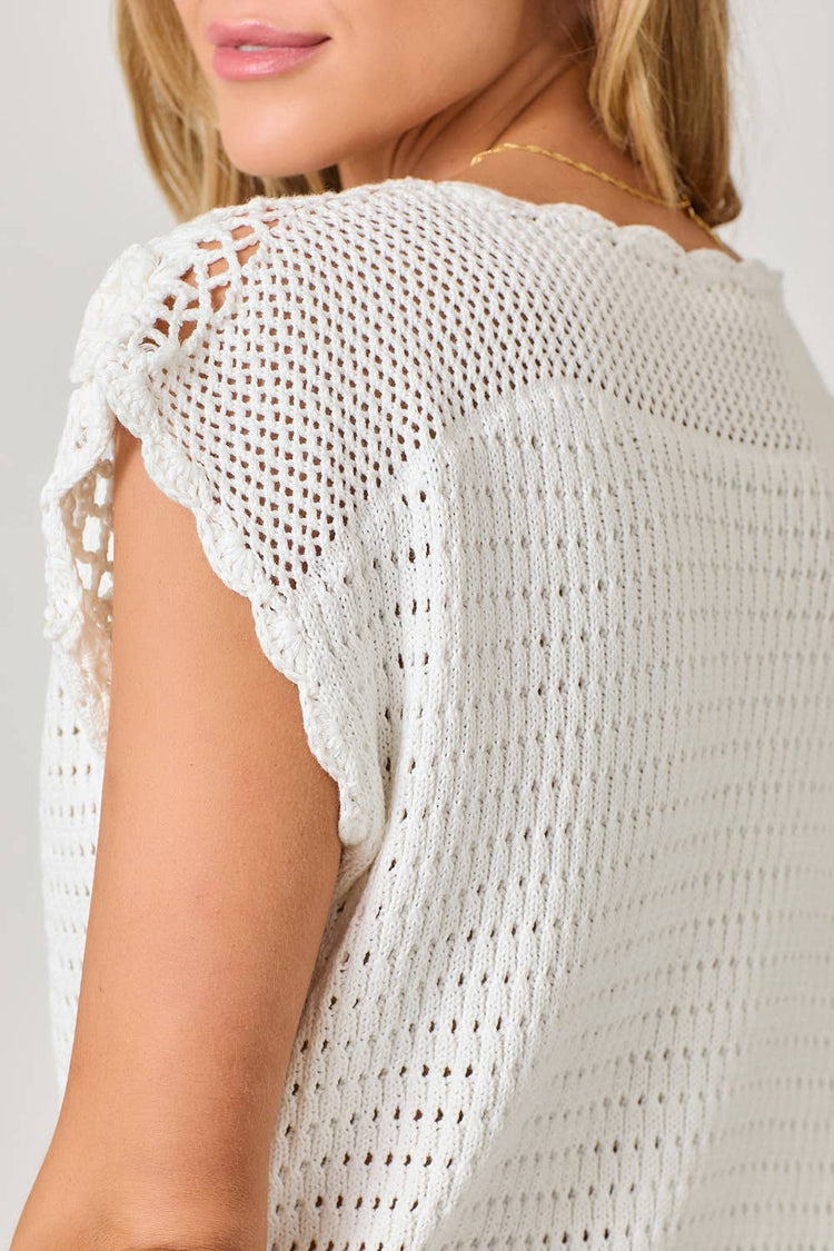 Floral Yoke Crochet Sweater