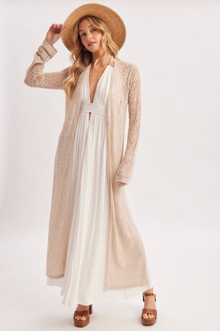 OPEN-KNIT MAXI LONGLINE CARDIGAN