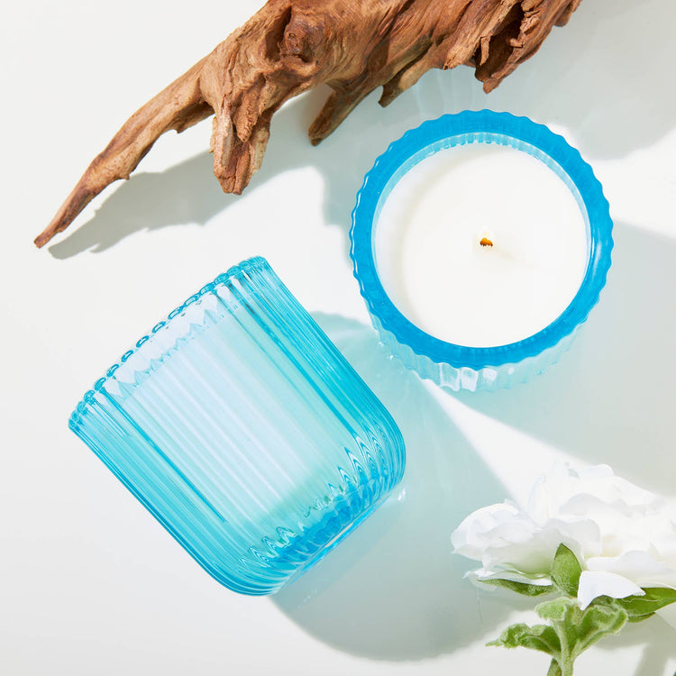 Sea Salt 1 Wick Colored Glass Candle 8oz Ctn.6