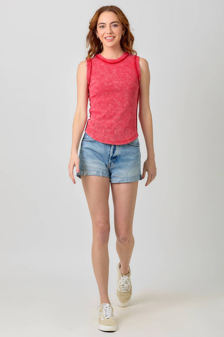 Exposed Seaming Ribbed Tank