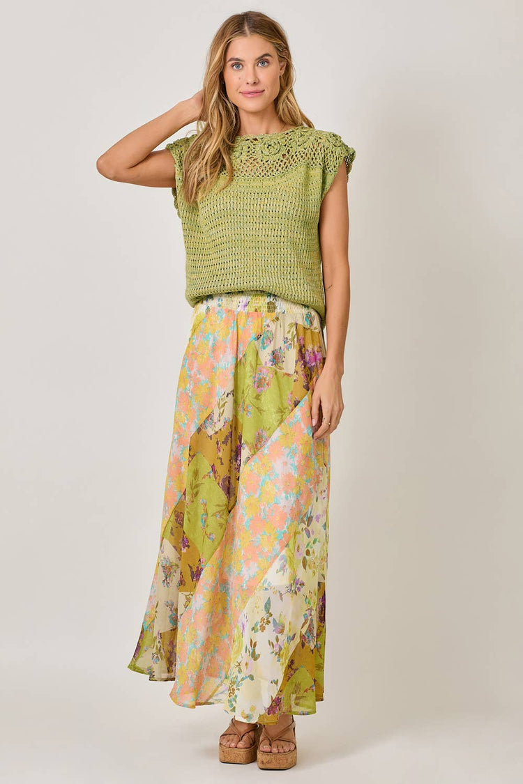 Floral Yoke Crochet Sweater