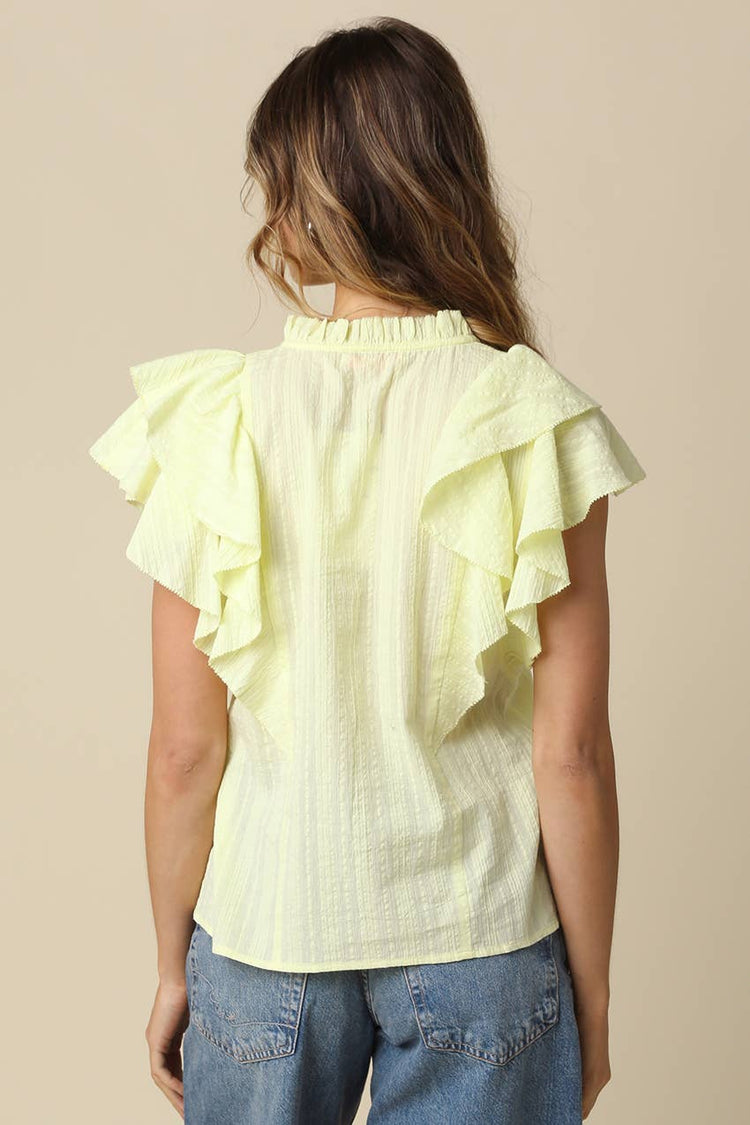 Elodie Ruffle-Trim Tie Blouse