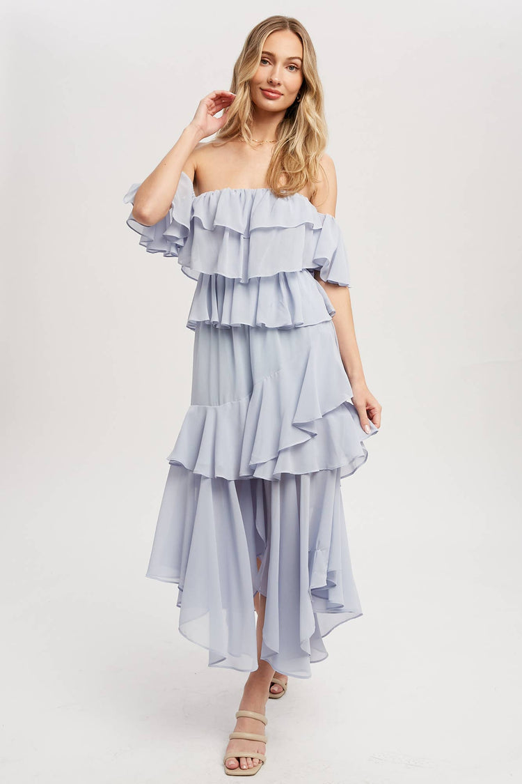 Chiffon Ruffle Midi Dress