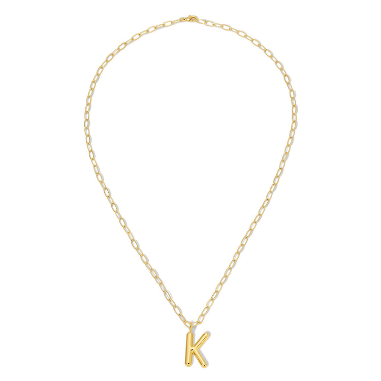 Puffy Letter Initial Necklace