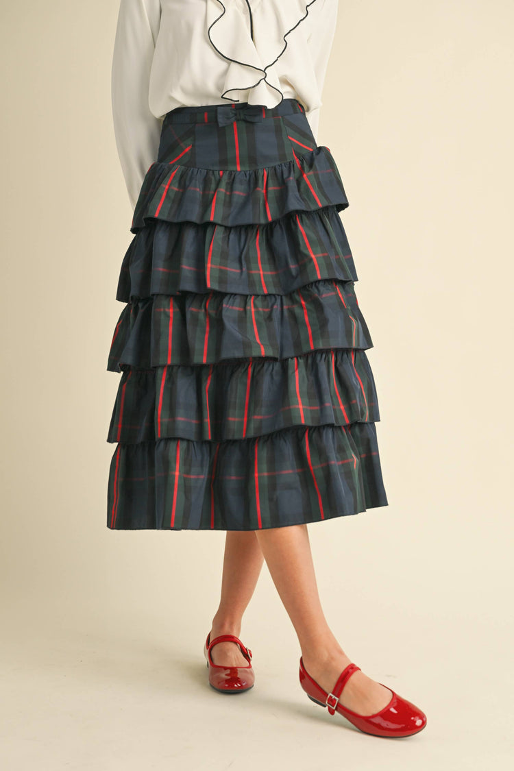 Plaid Tiered Skirt