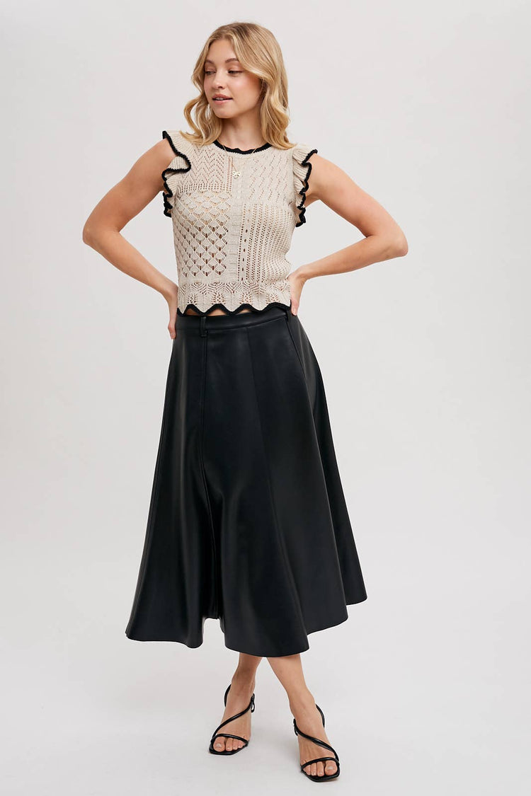 Eyelet Knit Ruffled Top