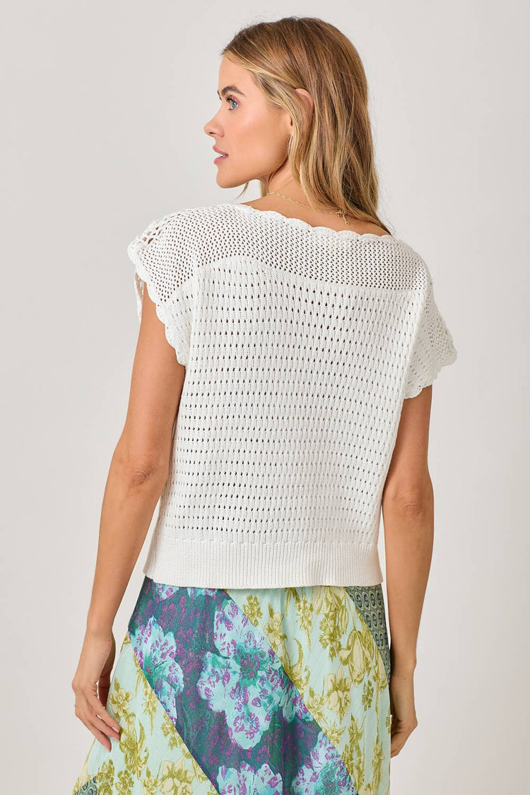 Floral Yoke Crochet Sweater