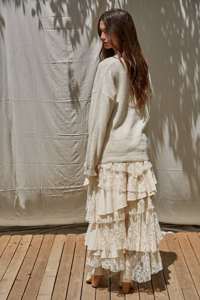 W2232 | Knit Sweater Smiley Face Pullover Top