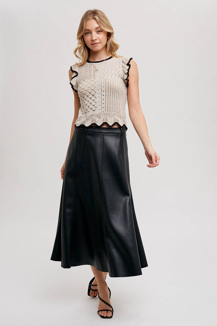 Eyelet Knit Ruffled Top