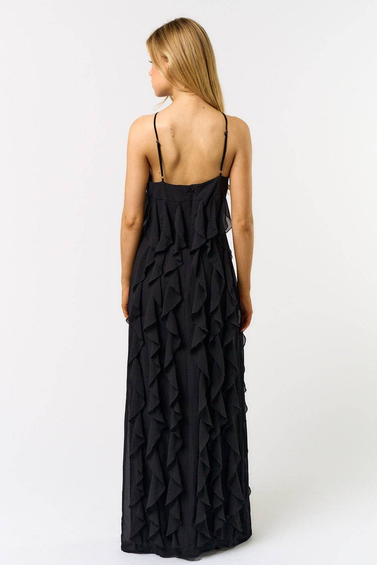 Halter Ruffle Maxi Dress