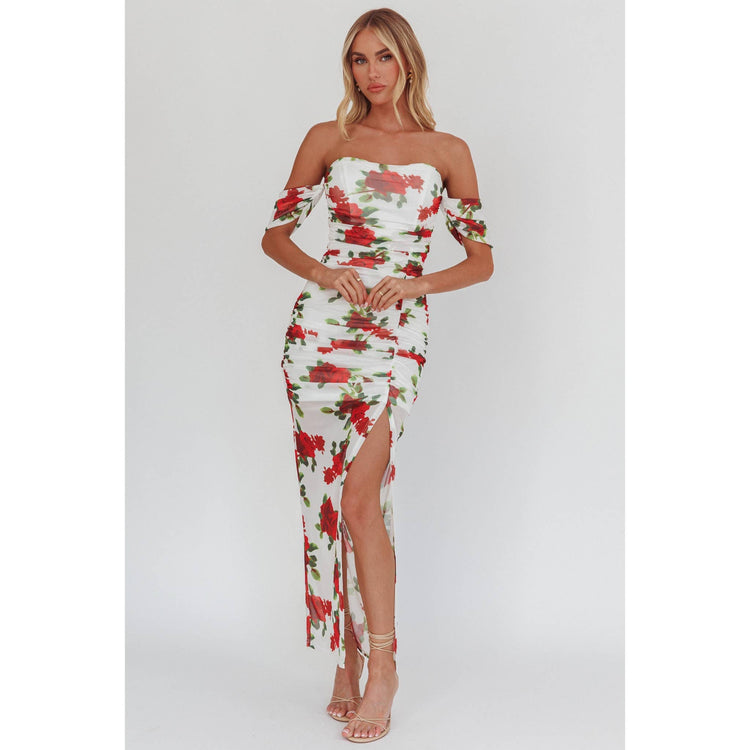 OFF SHOULDER FLORAL MAXI DRESS