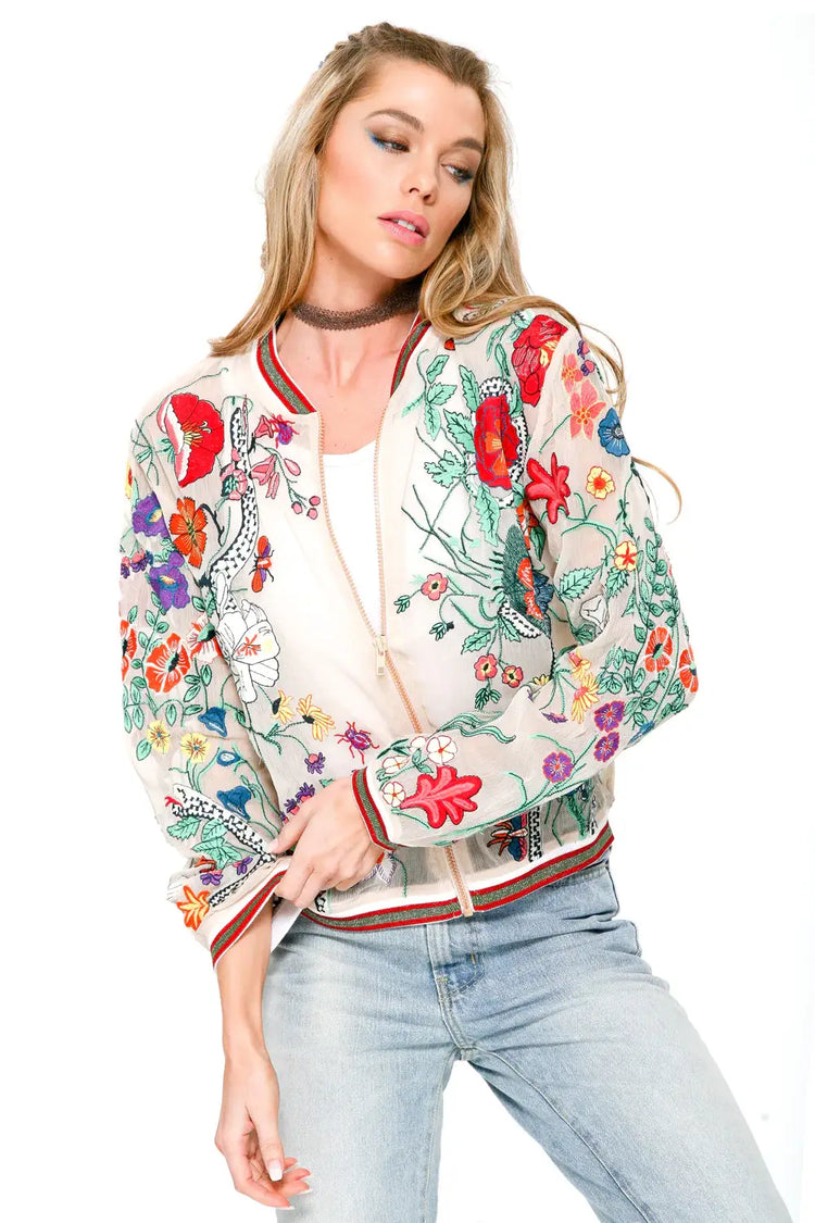 Bellezza Embroidered Bomber Jacket