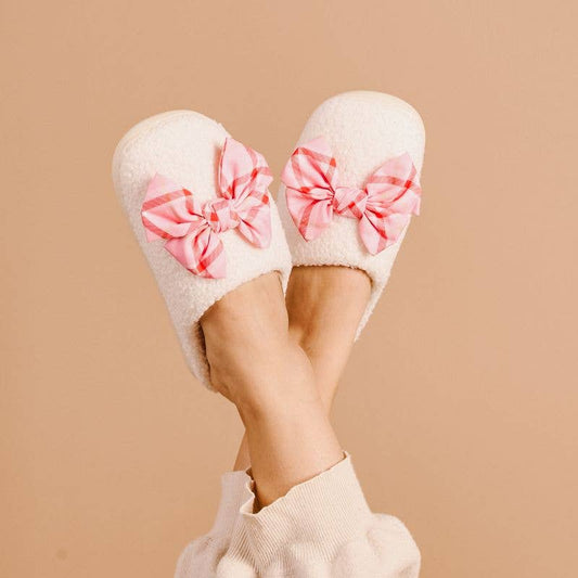 Fuzzy Slippers - Festive Plaid