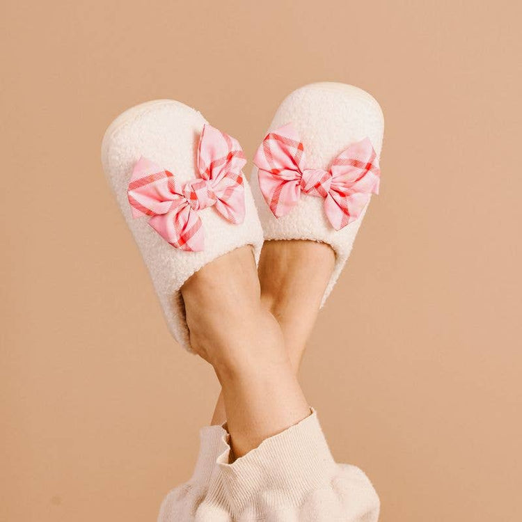 Fuzzy Slippers - Festive Plaid