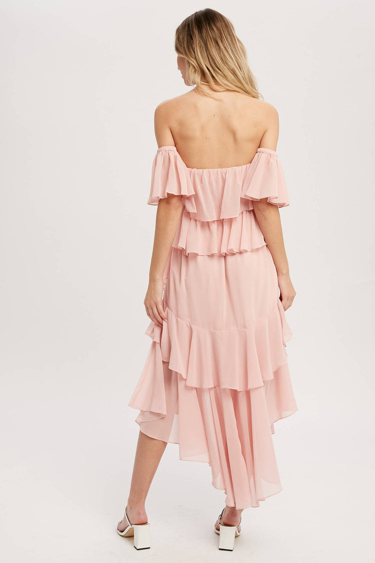 Chiffon Ruffle Midi Dress