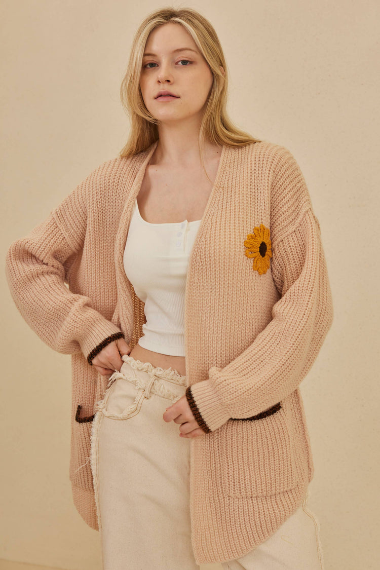 Sunflower Embroidered Cardigan