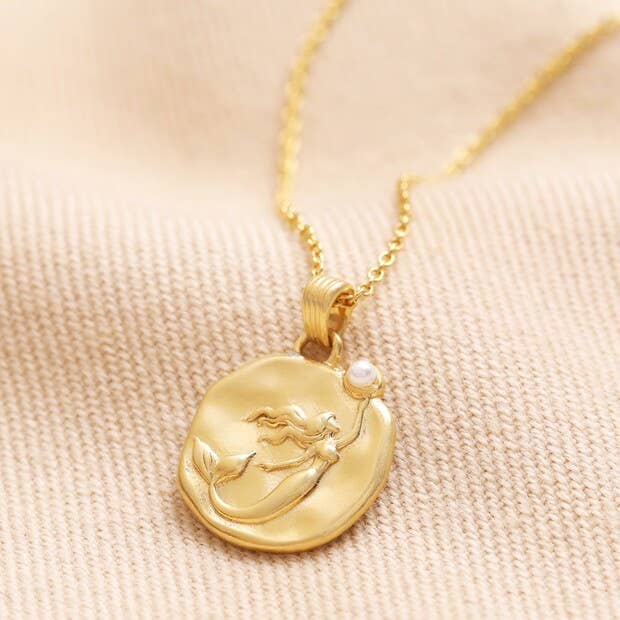 Mermaid Coin Pendant Necklace Gold/ Silver