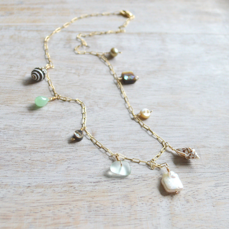 Ocean Charm Necklace in Gold