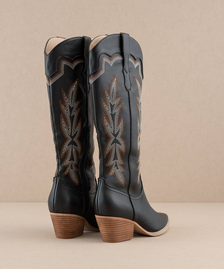 The Ainsley Black | Embroidered Cowboy Western Boot