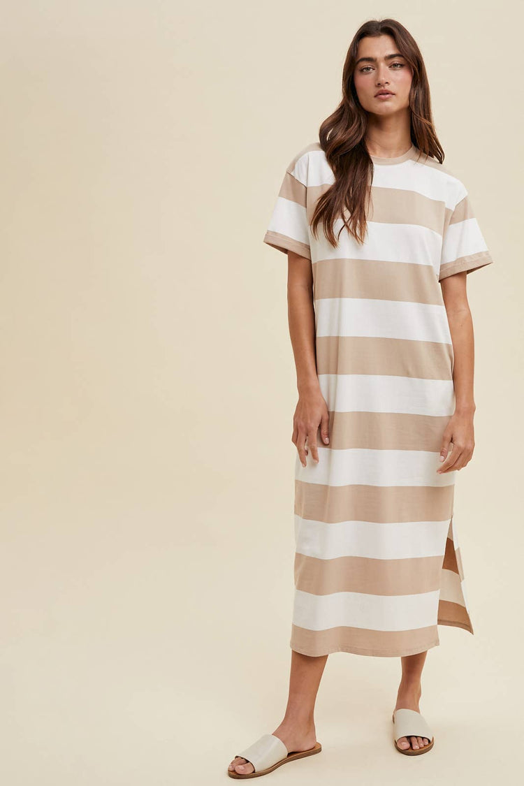 Striped Tee Shirt Midi Dress