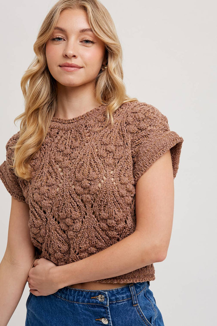 Knit Sweater Short Sleeve Pullover