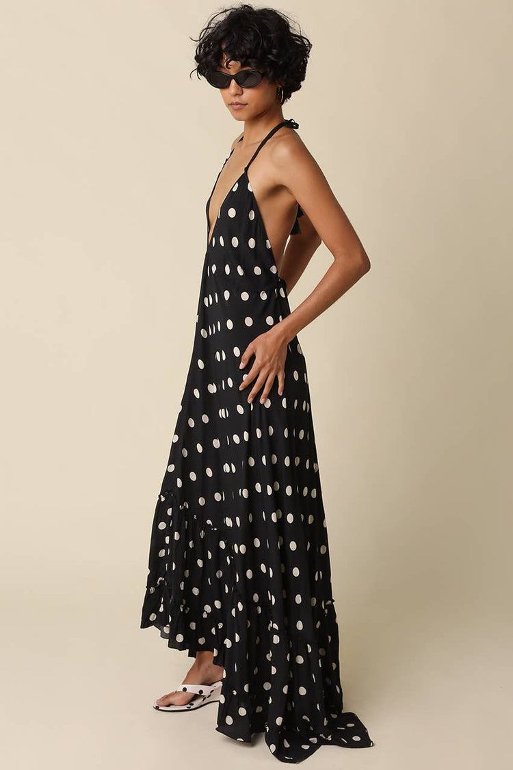 Charly Polka Dot Halter Maxi Dress