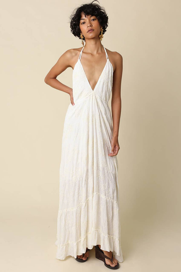 Sally Tiered Halter Maxi Dress