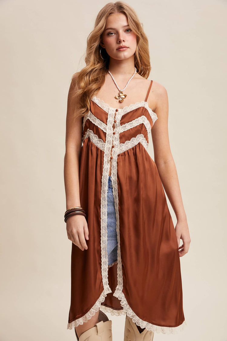 Lace Trim Maxi Cami Top