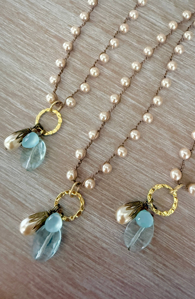 Champagne Bauble Necklace with Faceted Quartz & Chalcedony