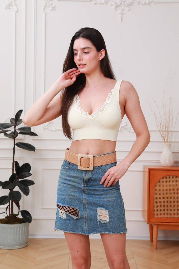 Marbled Swirl Square Buckle Elastic Belt