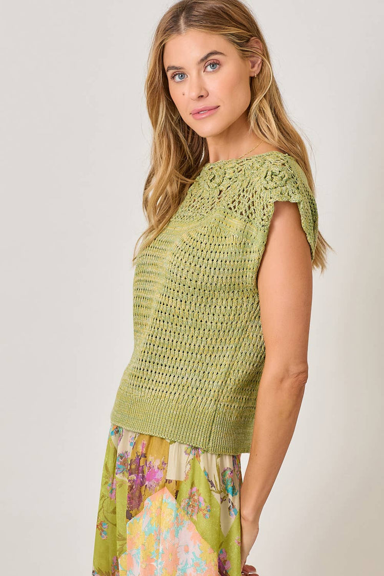 Floral Yoke Crochet Sweater