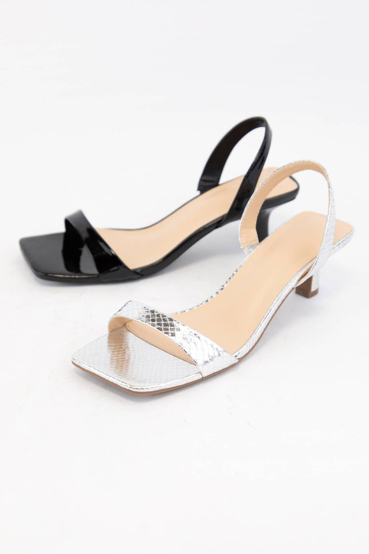 ABLE SIMPLE STRAP SQUARE-TOE KITTEN HEELS