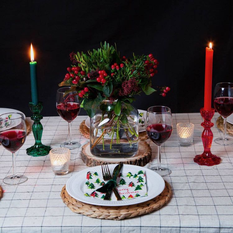 Inner Red and Green Dinner Candles | Christmas Décor |