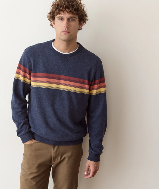 Relaxed Cloud 9 Terry Crewneck Navy Sunset Stripe