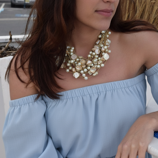 Chunky Shell Necklace | Pearl | Coastal | Statement Jewelry