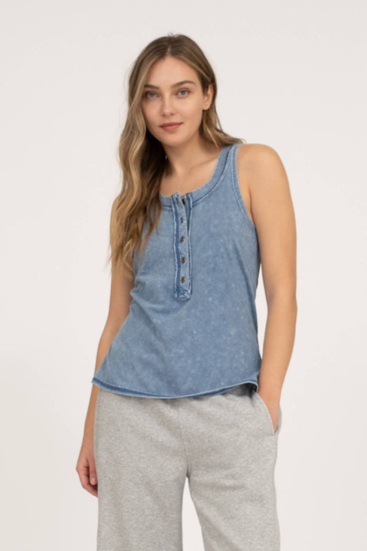 Washed Henley Tank